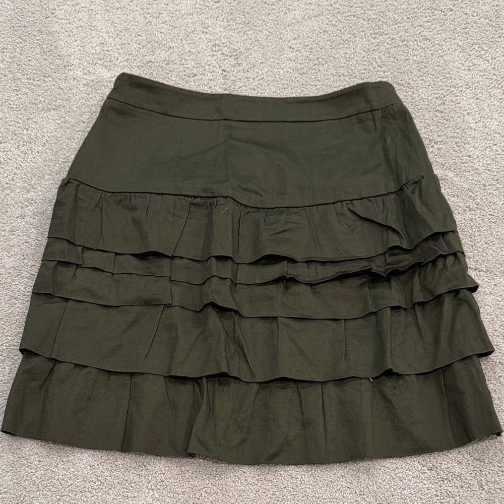 Olive Green Tiered Skirt - Picture 5 of 6